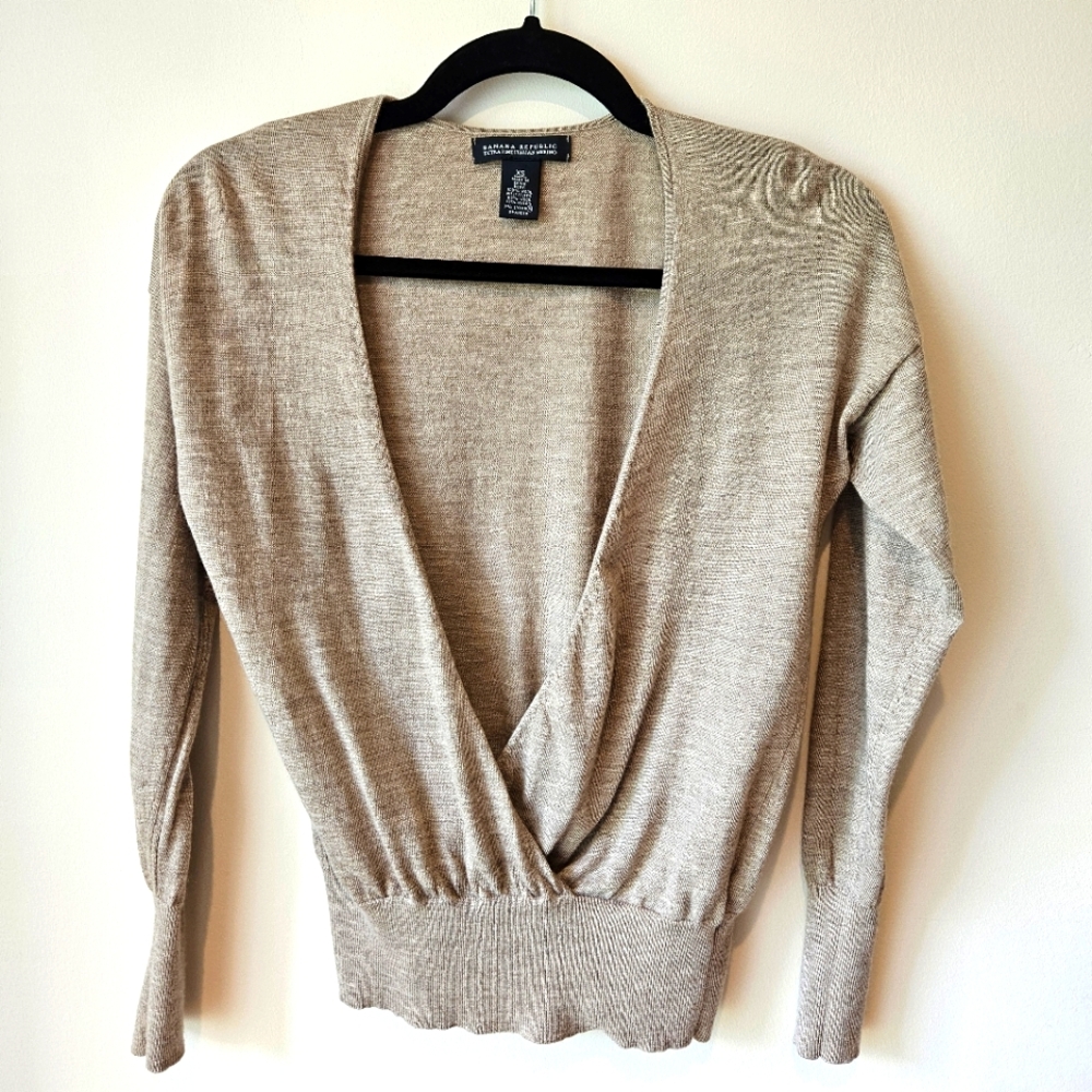 SOLD Banana Republic Wool Crossover Sweater Women's Size XS Beige